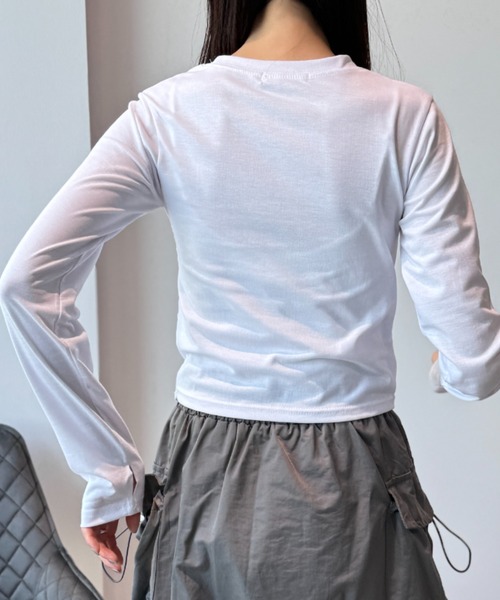 Y2K SYNAPSE FACTORY（ワイツーケー シナプスファクトリー）の「【レイヤード】カットソー（Tシャツ/カットソー・レディース・ホワイト/グレー・FREE）」の13枚目の写真