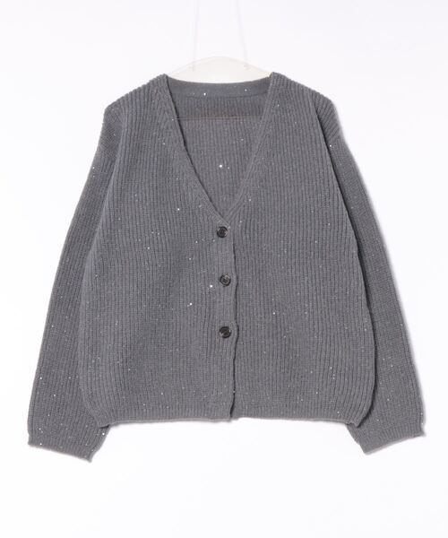 STYLEBLOCK（スタイルブロック）の「スパンコールニットカーディガン（カーディガン/ボレロ・レディース・ダークグレー/ライトグレー/グリーン/アイボリー/ピンクベージュ/ブラック・M）」の4枚目の写真