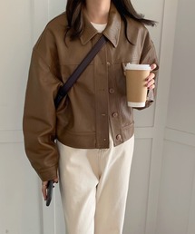 aimoha | ステンカラーPUレザージャケット(ブルゾン)