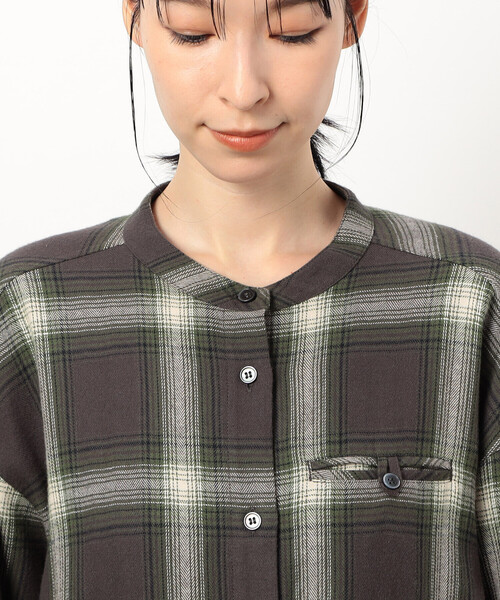 ONIGIRI（オニギリ）の「起毛チェック　シャツワンピース（シャツワンピース・レディース・チャコール/ベージュ・FREE）」の9枚目の写真