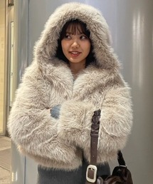 rienda | ビッグフードフェイクファーコート(その他アウター)