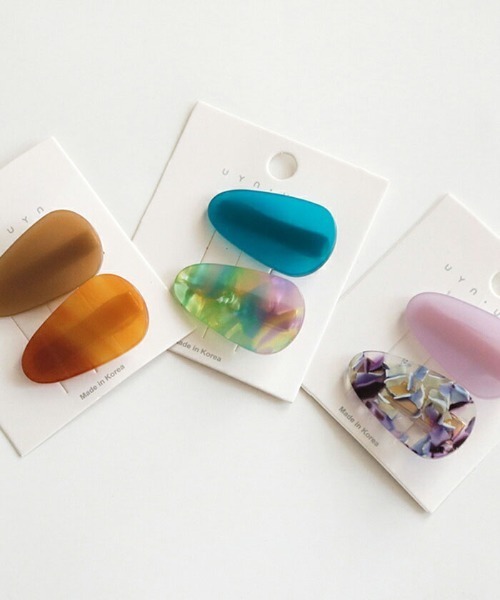 美品⭐️クリップ ブルー　レザーヘアピン セール】ミニ ヘアクリップ ヘアピン 2個セット（バレッタ/ヘア