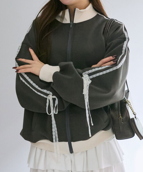 レースリボントラックジャケット（カーディガン/ボレロ）｜OLIVE des