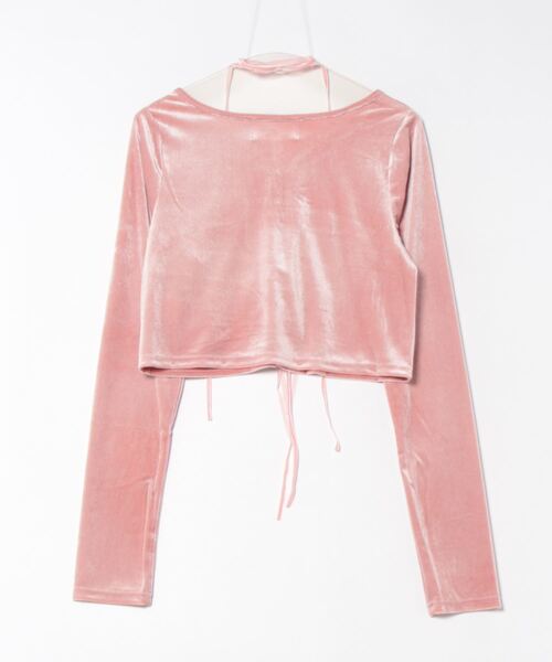 nemne store(ネンネストア)の「【Seoup】リボンチョーカーベロアボレロカーディガン(カーディガン/ボレロ・レディース・ピンク系/ブラック系・フリー)」の3枚目の写真