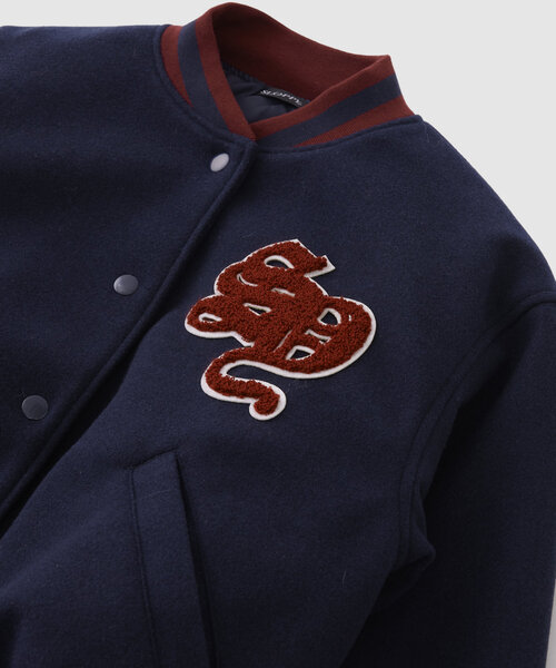 WHO'S WHO gallery（フーズフーギャラリー）の「【SLOPPY/スロッピー】ボンバージャケット（スタジャン・レディース・ブラウン/ネイビー/オフホワイト/ブラック・FREE）」の18枚目の写真