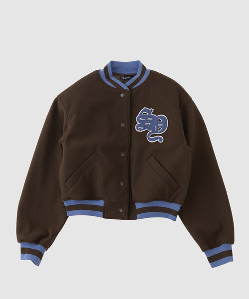 WHO'S WHO gallery（フーズフーギャラリー）の「【SLOPPY/スロッピー】ボンバージャケット（スタジャン・レディース・ブラウン/ネイビー/オフホワイト/ブラック・FREE）」の20枚目の写真