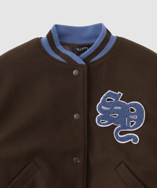 WHO'S WHO gallery（フーズフーギャラリー）の「【SLOPPY/スロッピー】ボンバージャケット（スタジャン・レディース・ブラウン/ネイビー/オフホワイト/ブラック・FREE）」の21枚目の写真