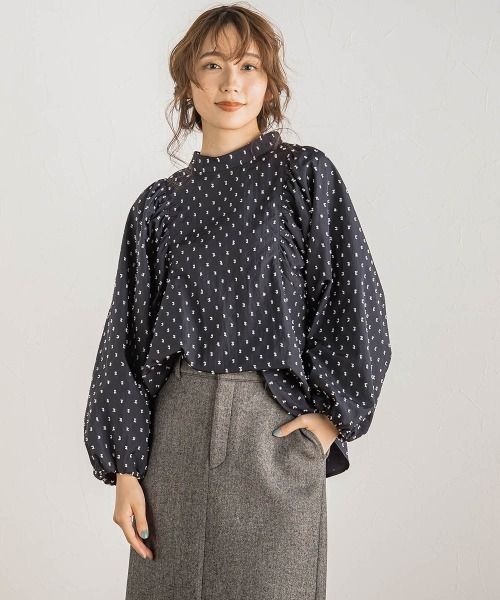 【セール】ドットジャガードタフタブラウス≪洗濯機で洗える≫（シャツ/ブラウス）｜Droite lautreamont（ドロワットロートレアモン）