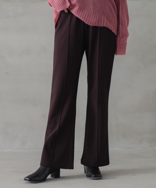 n'OrLABEL（ノアールレーベル）の「『裏起毛カットジョーゼットフレアパンツ』（スラックス・レディース・ブラック/グリーン/ブラウン・1/2）」の3枚目の写真