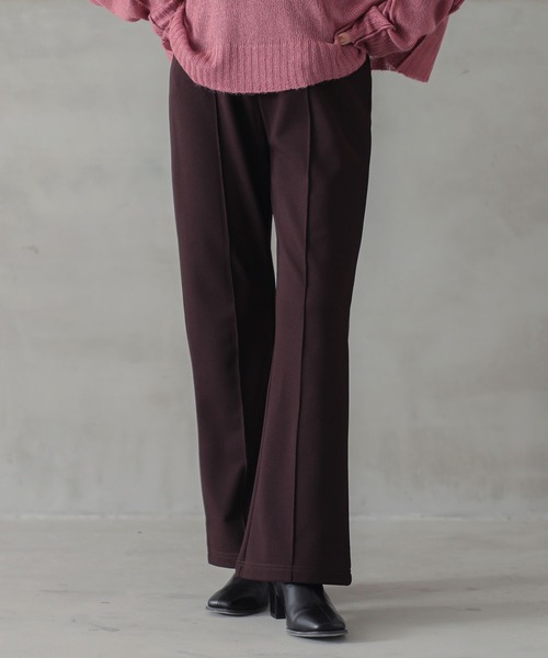 n'OrLABEL（ノアールレーベル）の「『裏起毛カットジョーゼットフレアパンツ』（スラックス・レディース・ブラック/グリーン/ブラウン・1/2）」の8枚目の写真