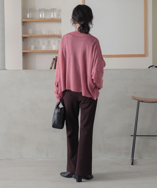 n'OrLABEL（ノアールレーベル）の「『裏起毛カットジョーゼットフレアパンツ』（スラックス・レディース・ブラック/グリーン/ブラウン・1/2）」の9枚目の写真