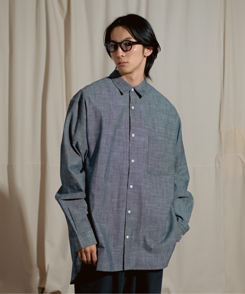 【セール】3-10D24 シャンブレー ビッグ 長袖シャツ オーバーサイズ（シャツ/ブラウス）｜Coffee & Cigarettes（コーヒーアンドシガレッツ）