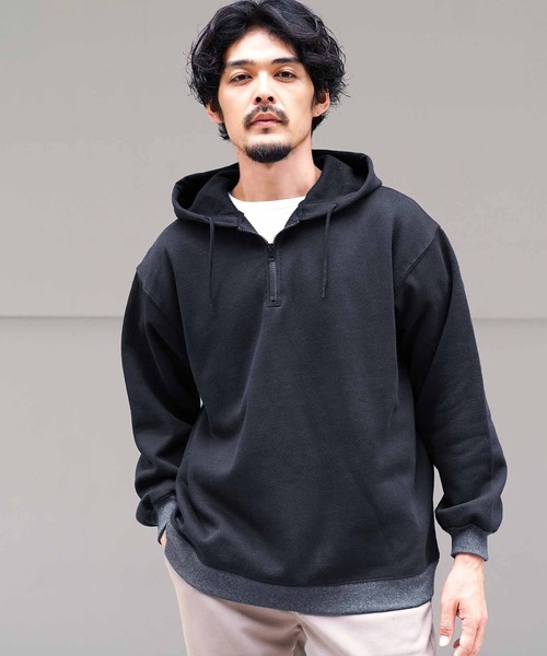 jiggys shop(ジギーズショップ)の「裏起毛ハーフジップパーカーフーディー(パーカー・メンズ・ブラック/ベージュ・X-LARGE/LARGE/MEDIUM)」の9枚目の写真