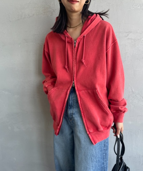 JEANS FACTORY Clothes（ジーンズファクトリークローズ）の「[Jeans Factory Clothes/ジーンズファクトリークローズ] ケミカル加工 フェードスウェット ジップパーカー（パーカー・レディース・ブラック/グレー/レッド・S/M/L）」の3枚目の写真