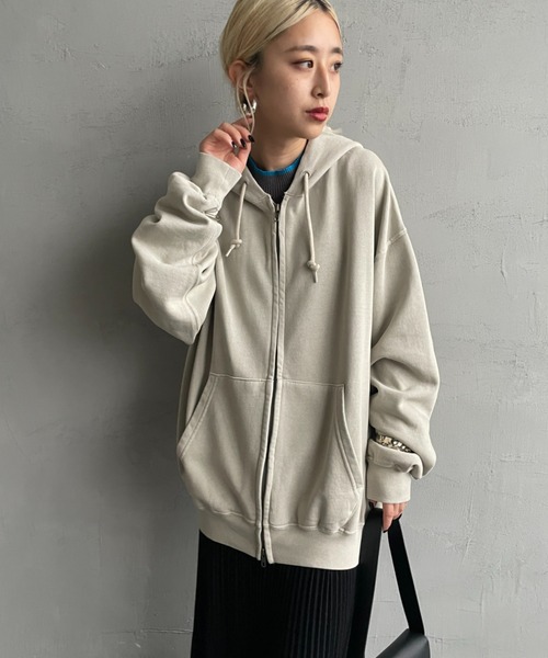 JEANS FACTORY Clothes（ジーンズファクトリークローズ）の「[Jeans Factory Clothes/ジーンズファクトリークローズ] ケミカル加工 フェードスウェット ジップパーカー（パーカー・レディース・ブラック/グレー/レッド・S/M/L）」の14枚目の写真