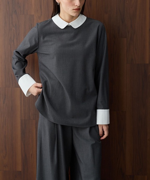 【セール】ウーリーラウンドカラートップス（シャツ/ブラウス）｜N.O.R.C（ノーク）