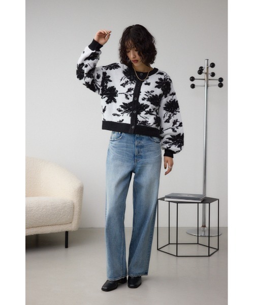 AZUL by moussy（アズールバイマウジー）の「2WAY花柄ジャガードカーディガン（カーディガン/ボレロ・レディース・ブラック系その他/グレー系その他・FREE）」の5枚目の写真