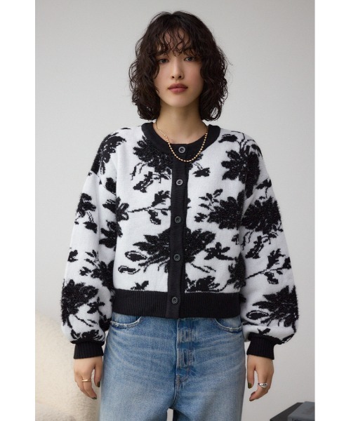 AZUL by moussy（アズールバイマウジー）の「2WAY花柄ジャガードカーディガン（カーディガン/ボレロ・レディース・ブラック系その他/グレー系その他・FREE）」の6枚目の写真