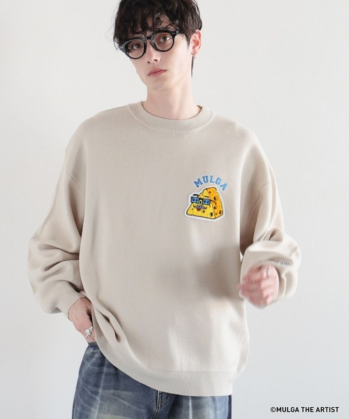 MULGA（モルガ）の「【MULGA THE LIFE】コラボ/イラストサガラワッペンニット（ニット/セーター・メンズ・グリーン/アイボリー/ブラック・MEDIUM/LARGE）」の16枚目の写真