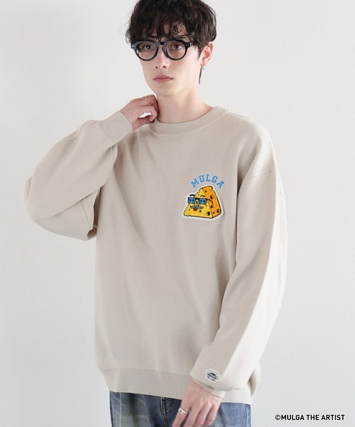 MULGA（モルガ）の「【MULGA THE LIFE】コラボ/イラストサガラワッペンニット（ニット/セーター・メンズ・グリーン/アイボリー/ブラック・MEDIUM/LARGE）」の17枚目の写真