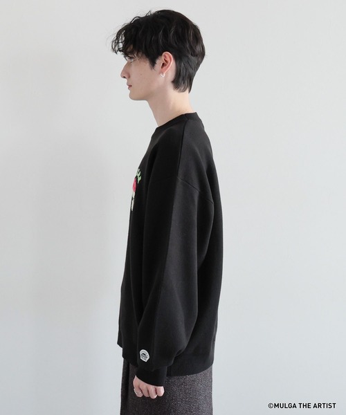 MULGA（モルガ）の「【MULGA THE LIFE】コラボ/イラストサガラワッペンニット（ニット/セーター・メンズ・グリーン/アイボリー/ブラック・MEDIUM/LARGE）」の8枚目の写真