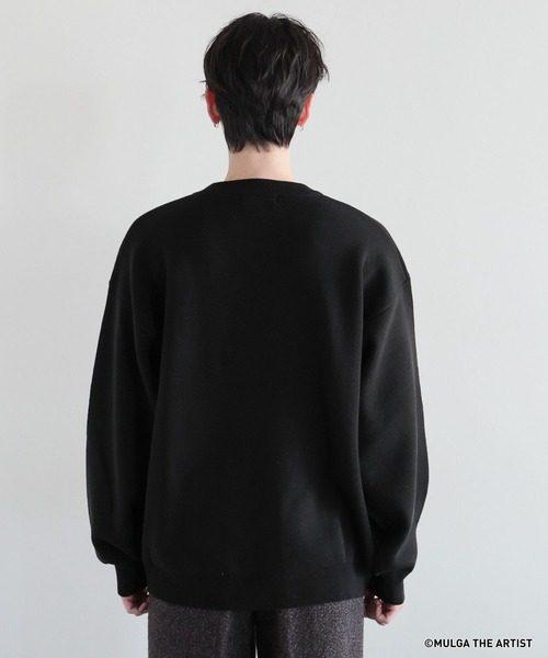 MULGA（モルガ）の「【MULGA THE LIFE】コラボ/イラストサガラワッペンニット（ニット/セーター・メンズ・グリーン/アイボリー/ブラック・MEDIUM/LARGE）」の9枚目の写真