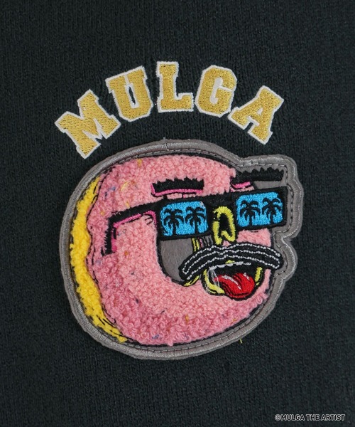 MULGA（モルガ）の「【MULGA THE LIFE】コラボ/イラストサガラワッペンニット（ニット/セーター・メンズ・グリーン/アイボリー/ブラック・MEDIUM/LARGE）」の6枚目の写真