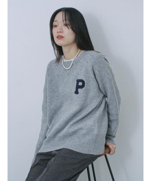 Samansa Mos2 blue（サマンサモスモスブルー）の「◎サガラ刺繍スウェットニットプルオーバー（ニット/セーター・レディース・ネイビー/キナリ/グレー・F）」の4枚目の写真