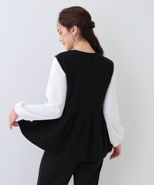 DRESKIP（ドレスキップ）の「カットツイードペプラムジレ（ベスト・レディース・ブラック系3/ブラック/ホワイト系6・01/04/03/02）」の5枚目の写真