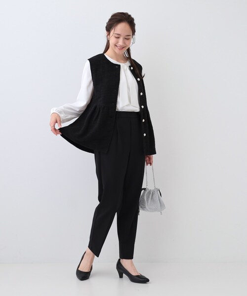 DRESKIP（ドレスキップ）の「カットツイードペプラムジレ（ベスト・レディース・ブラック系3/ブラック/ホワイト系6・01/04/03/02）」の6枚目の写真