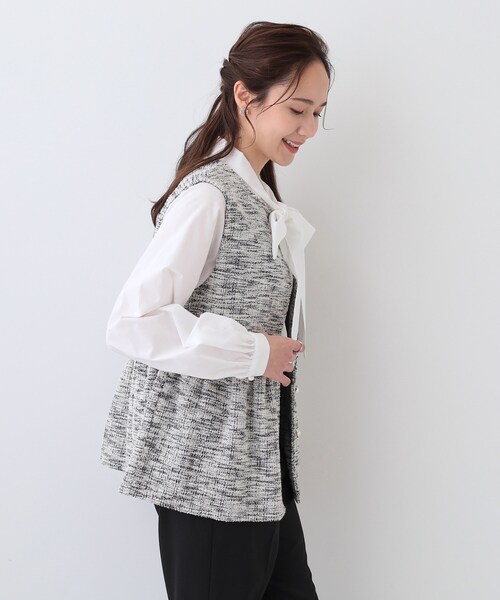 DRESKIP（ドレスキップ）の「カットツイードペプラムジレ（ベスト・レディース・ブラック系3/ブラック/ホワイト系6・01/04/03/02）」の9枚目の写真
