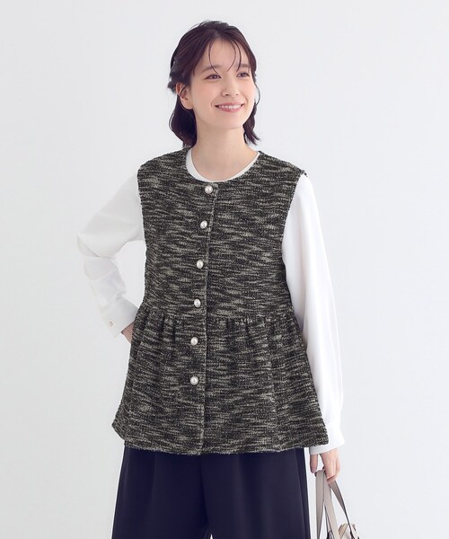 DRESKIP（ドレスキップ）の「カットツイードペプラムジレ（ベスト・レディース・ブラック系3/ブラック/ホワイト系6・01/04/03/02）」の12枚目の写真