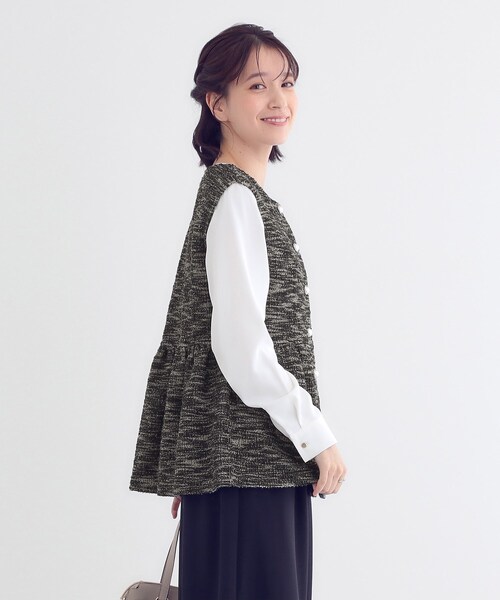 DRESKIP（ドレスキップ）の「カットツイードペプラムジレ（ベスト・レディース・ブラック系3/ブラック/ホワイト系6・01/04/03/02）」の13枚目の写真