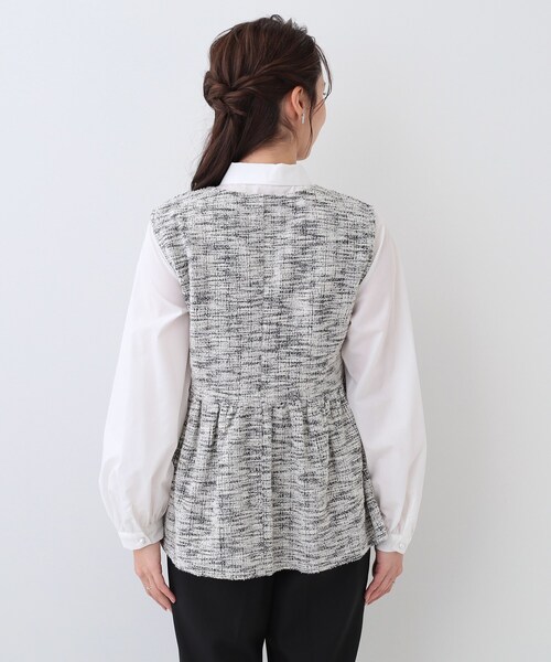 DRESKIP（ドレスキップ）の「カットツイードペプラムジレ（ベスト・レディース・ブラック系3/ブラック/ホワイト系6・01/04/03/02）」の18枚目の写真