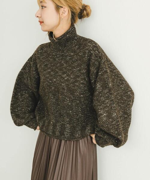 ITEMS URBANRESEARCH(アイテムズ アーバンリサーチ)の「ネップハイネックニットプルオーバー(ニット/セーター・レディース・ライトグレー/ブラウン/オレンジ/ブルー・FREE)」の1枚目の写真