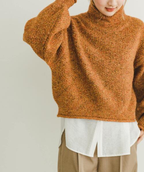 ITEMS URBANRESEARCH(アイテムズ アーバンリサーチ)の「ネップハイネックニットプルオーバー(ニット/セーター・レディース・ライトグレー/ブラウン/オレンジ/ブルー・FREE)」の8枚目の写真
