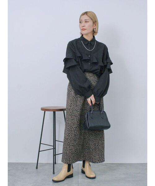 Samansa Mos2 blue（サマンサモスモスブルー）の「レオパードナロースカート（スカート・レディース・ブラウン/ブラック・F）」の13枚目の写真