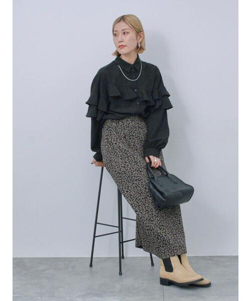 Samansa Mos2 blue（サマンサモスモスブルー）の「レオパードナロースカート（スカート・レディース・ブラウン/ブラック・F）」の14枚目の写真