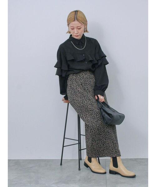 Samansa Mos2 blue（サマンサモスモスブルー）の「レオパードナロースカート（スカート・レディース・ブラウン/ブラック・F）」の21枚目の写真