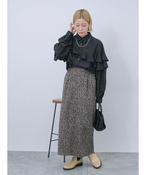 Samansa Mos2 blue（サマンサモスモスブルー）の「レオパードナロースカート（スカート・レディース・ブラウン/ブラック・F）」の22枚目の写真