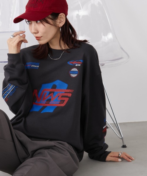 Auntie Rosa Holiday(アンティローザホリデー)の「スポンサーロゴレーシングスウェット(Tシャツ/カットソー・レディース・チャコールグレー/ナチュラル・FREE)」の1枚目の写真