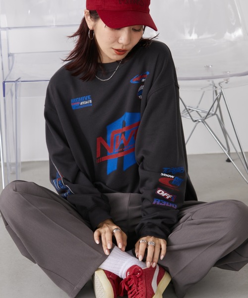 Auntie Rosa Holiday(アンティローザホリデー)の「スポンサーロゴレーシングスウェット(Tシャツ/カットソー・レディース・チャコールグレー/ナチュラル・FREE)」の3枚目の写真