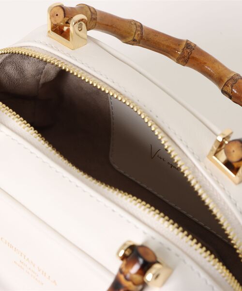 CHRISTIAN VILLA（クリスチャンヴィラ）の「【CHRISTIAN VILLA】バンブーハンドルミニバッグ(Q56407)（ハンドバッグ・レディース・ホワイト/ブラック・ALL）」の9枚目の写真