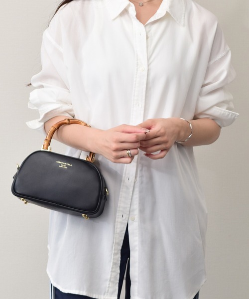 CHRISTIAN VILLA】バンブーハンドルミニバッグ(Q56407)（ハンドバッグ