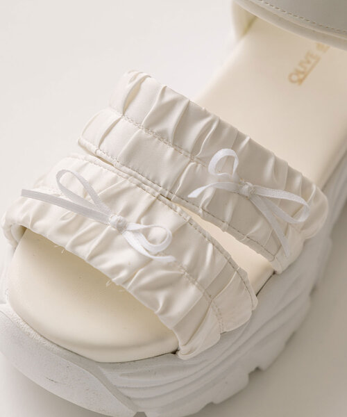 OLIVE des OLIVE（オリーブデオリーブ）の「シャーリングスポーツサンダル（サンダル・レディース・アイボリー/サックスブルー/ブラック・SMALL/MEDIUM/LARGE）」の20枚目の写真