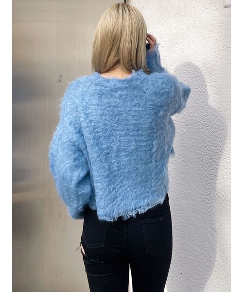 GYDA(ジェイダ)の「WEB限定!モヘアタッチシャギーショートニットトップス(ニット/セーター・レディース・アイボリー/グレー/チャコールグレー/ブルー・FREE)」の8枚目の写真