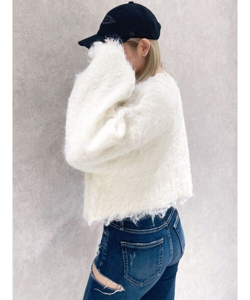 GYDA(ジェイダ)の「WEB限定!モヘアタッチシャギーショートニットトップス(ニット/セーター・レディース・アイボリー/グレー/チャコールグレー/ブルー・FREE)」の13枚目の写真