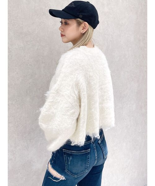 GYDA(ジェイダ)の「WEB限定!モヘアタッチシャギーショートニットトップス(ニット/セーター・レディース・アイボリー/グレー/チャコールグレー/ブルー・FREE)」の14枚目の写真