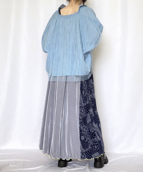 Q（キュー）の「マイクロプリーツペイズリー柄スカート（スカート・レディース・ブルー系その他/ホワイト系その他・MEDIUM）」の22枚目の写真