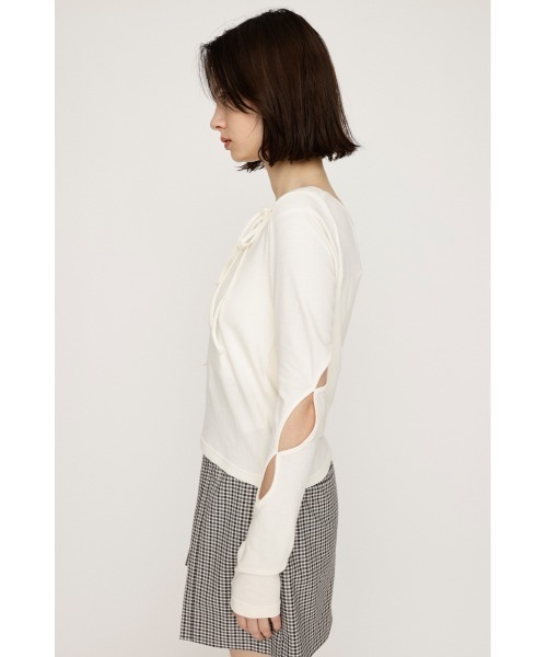 セール】CUT OUT RIBBON TOPS カットアウト リボン トップス（T